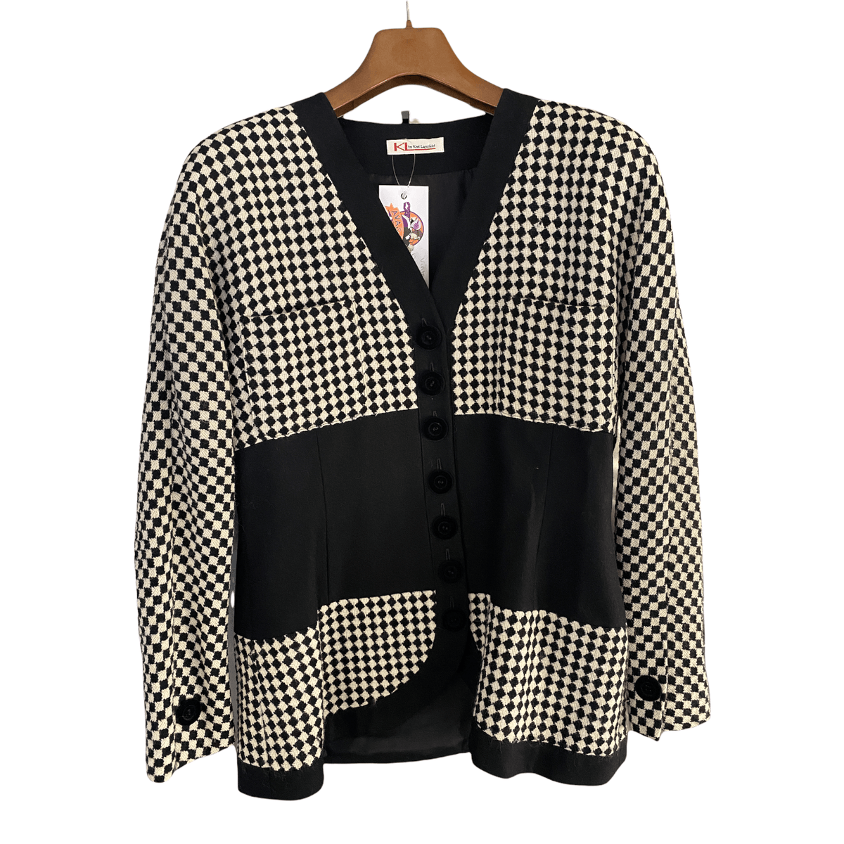 Karl Lagerfeld Vintage Wool Jacket Black and White Check UK Size 12/14 - Ava & Iva