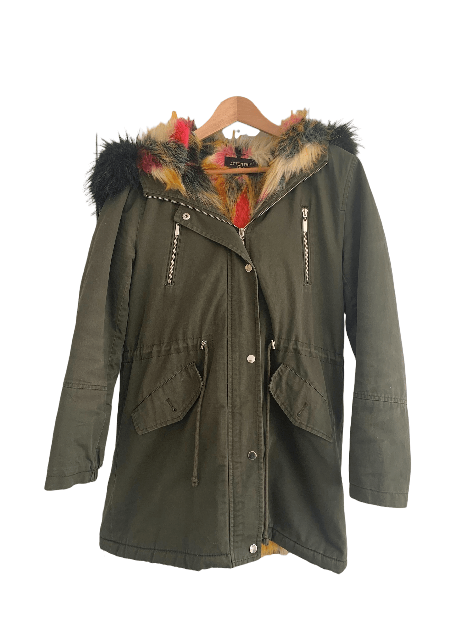 Attentif Parka Coat Khaki EU40 UK12 Ava Iva