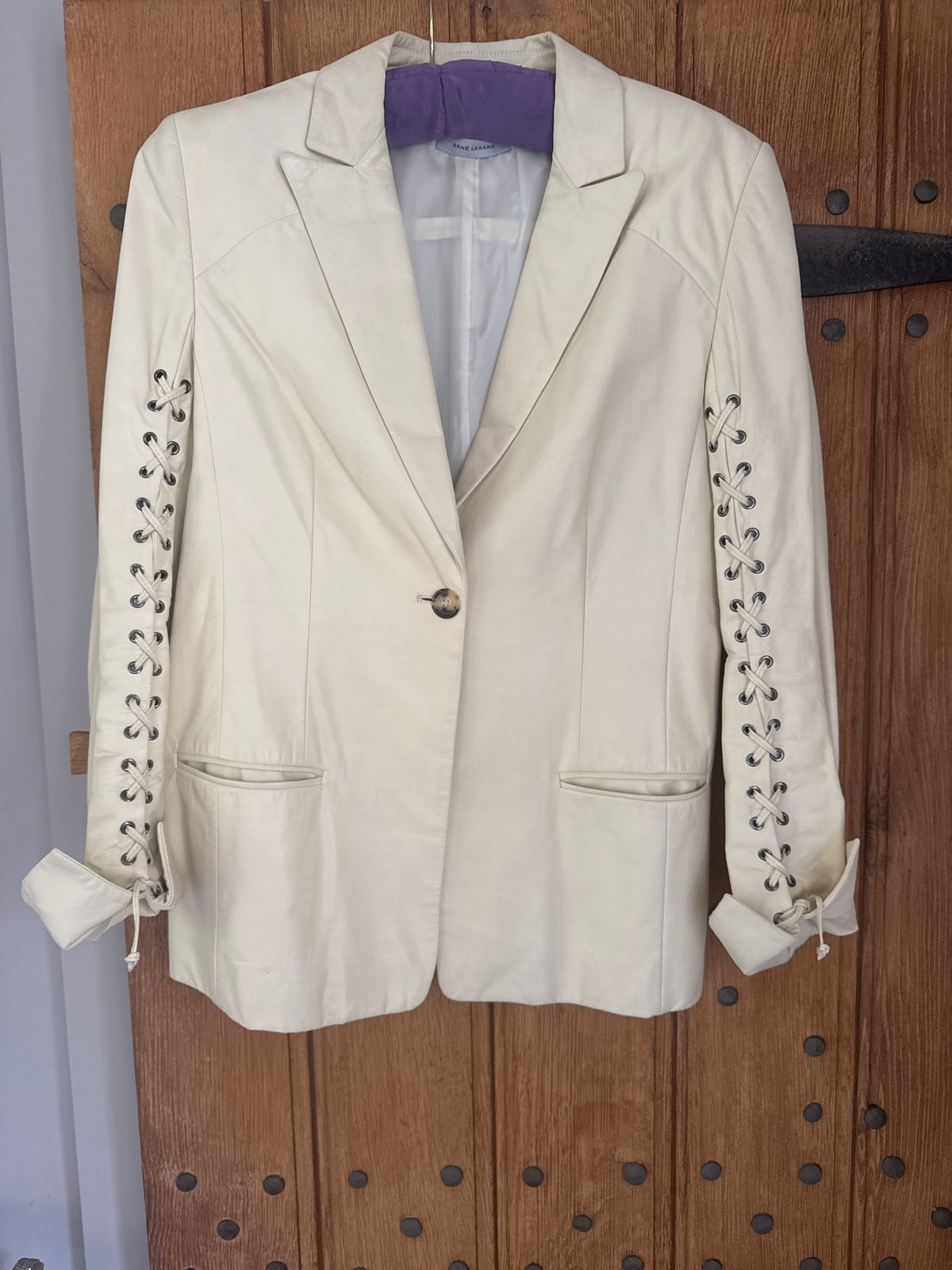 Rene Lezard Cream Leather Jacket M