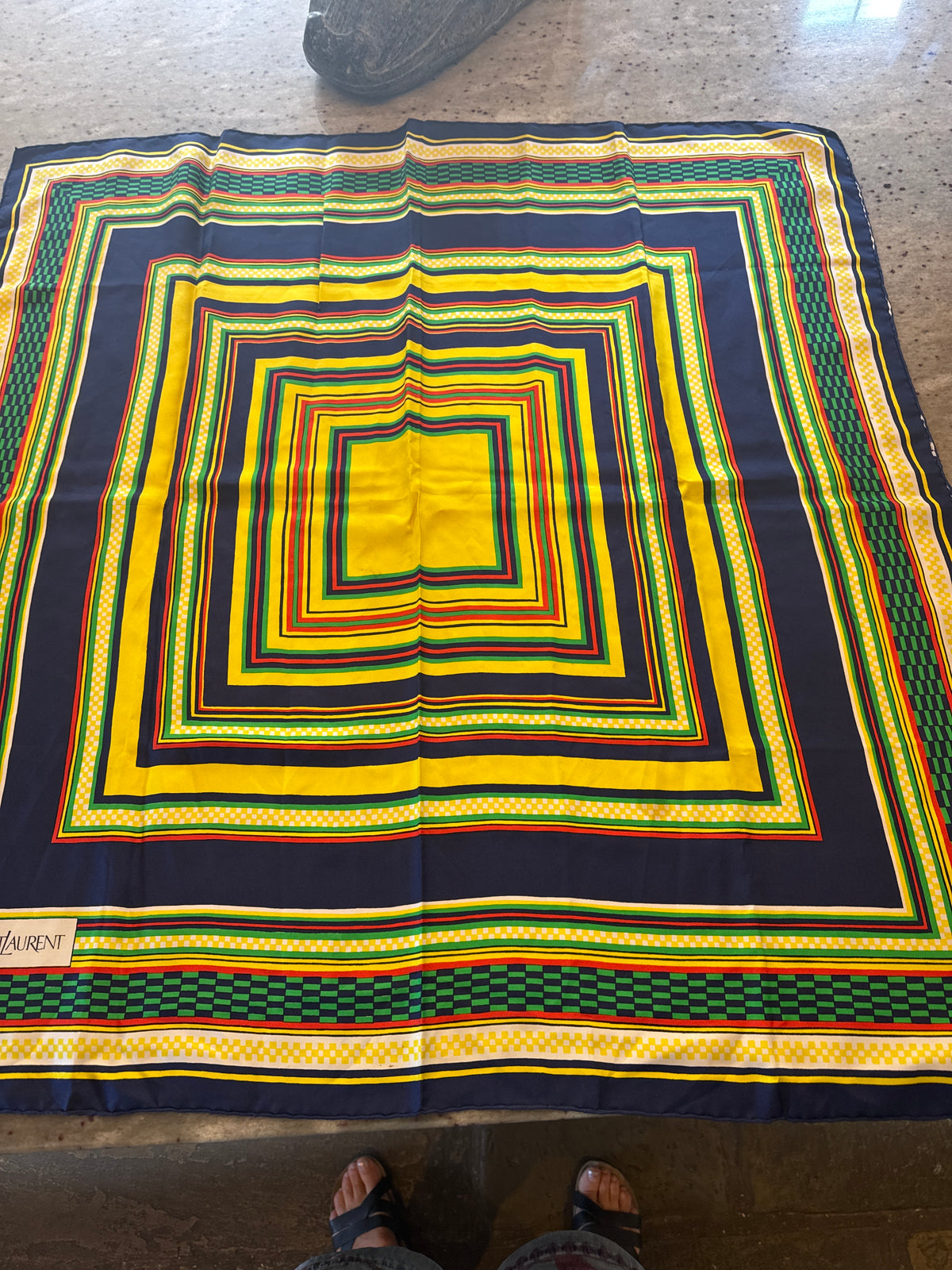 1970's YSL Vivid Silk Scarf Foulard 35 inches