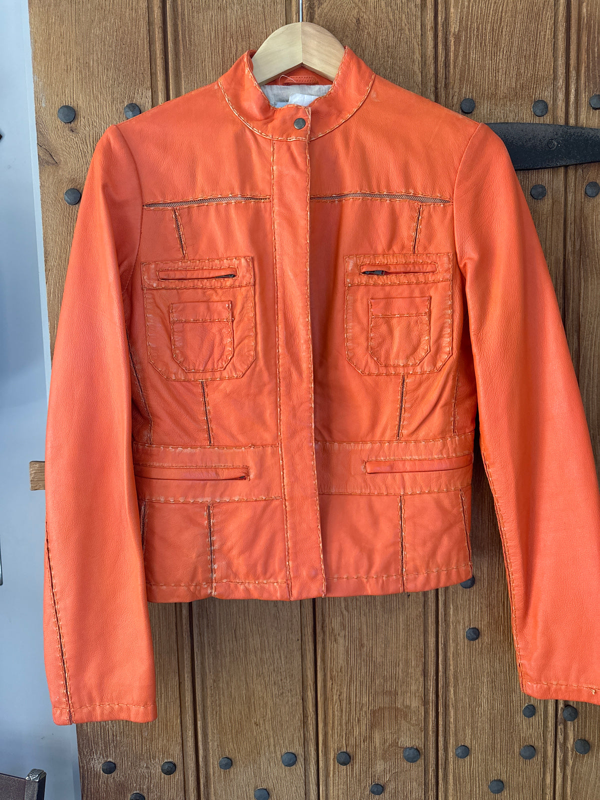 Hoss Homeless orange Leather Jacket 40