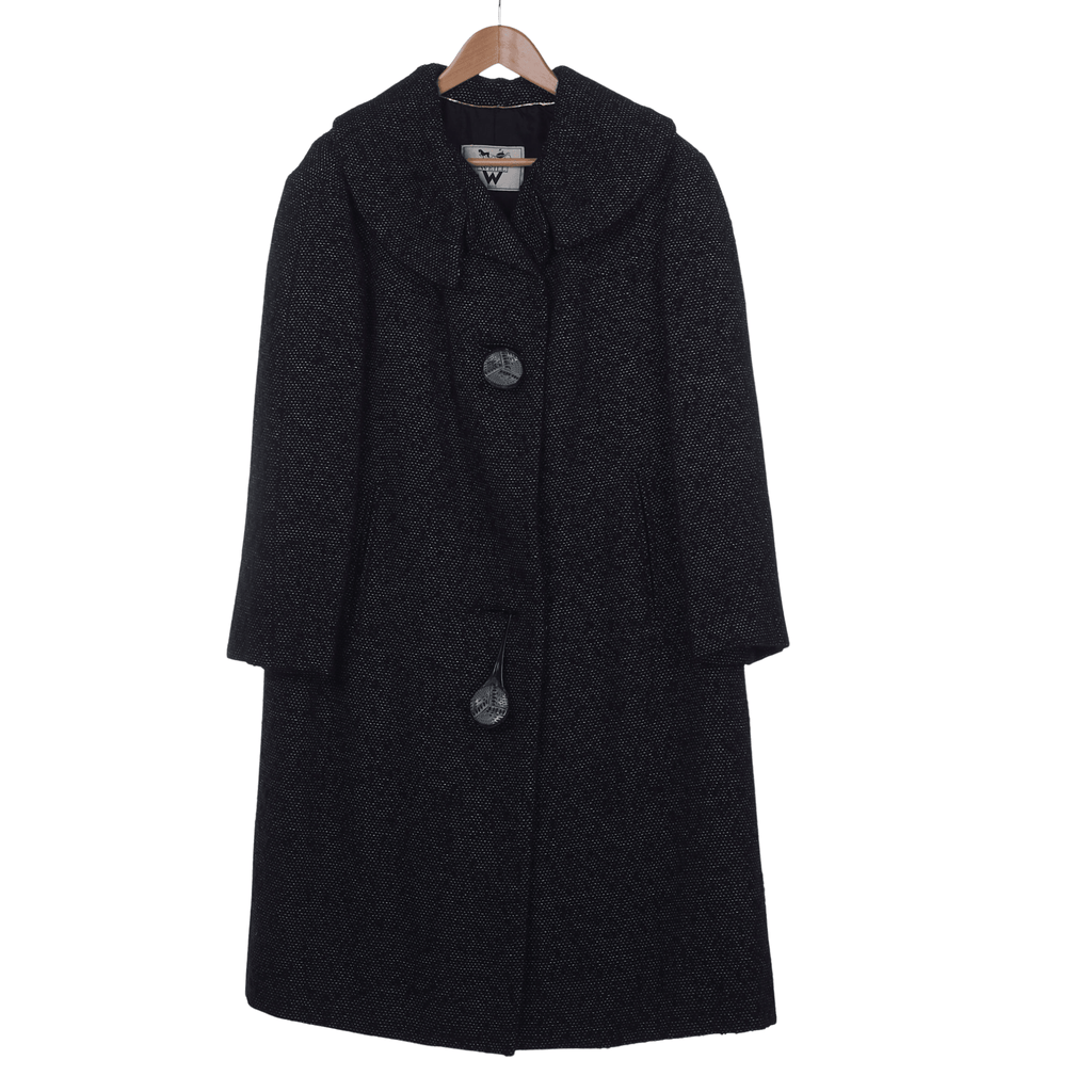 Weill Wool Black & White Fleck Long Sleeved Coat UK Size 16 - Ava & Iva