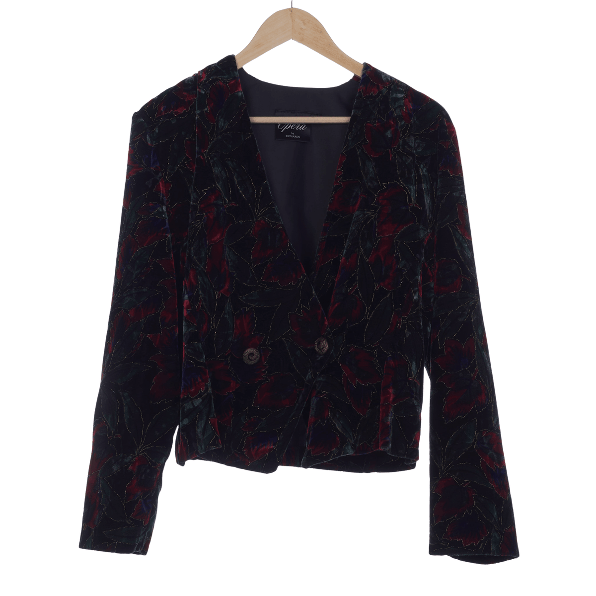 Opera Velvet Multi-Coloured Cropped Jacket UK Size 14 - Ava & Iva