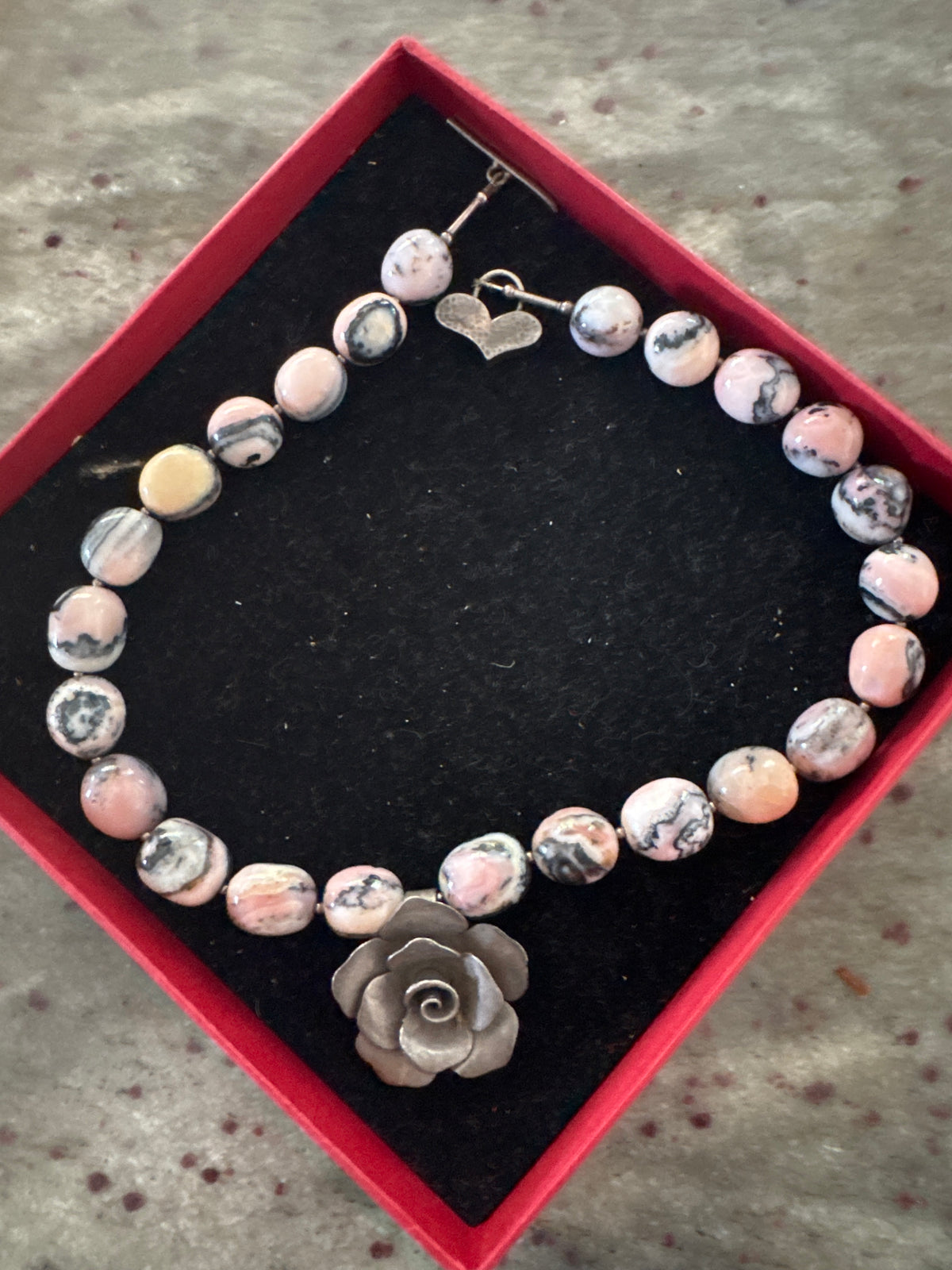 natural gemstone and silver necklace