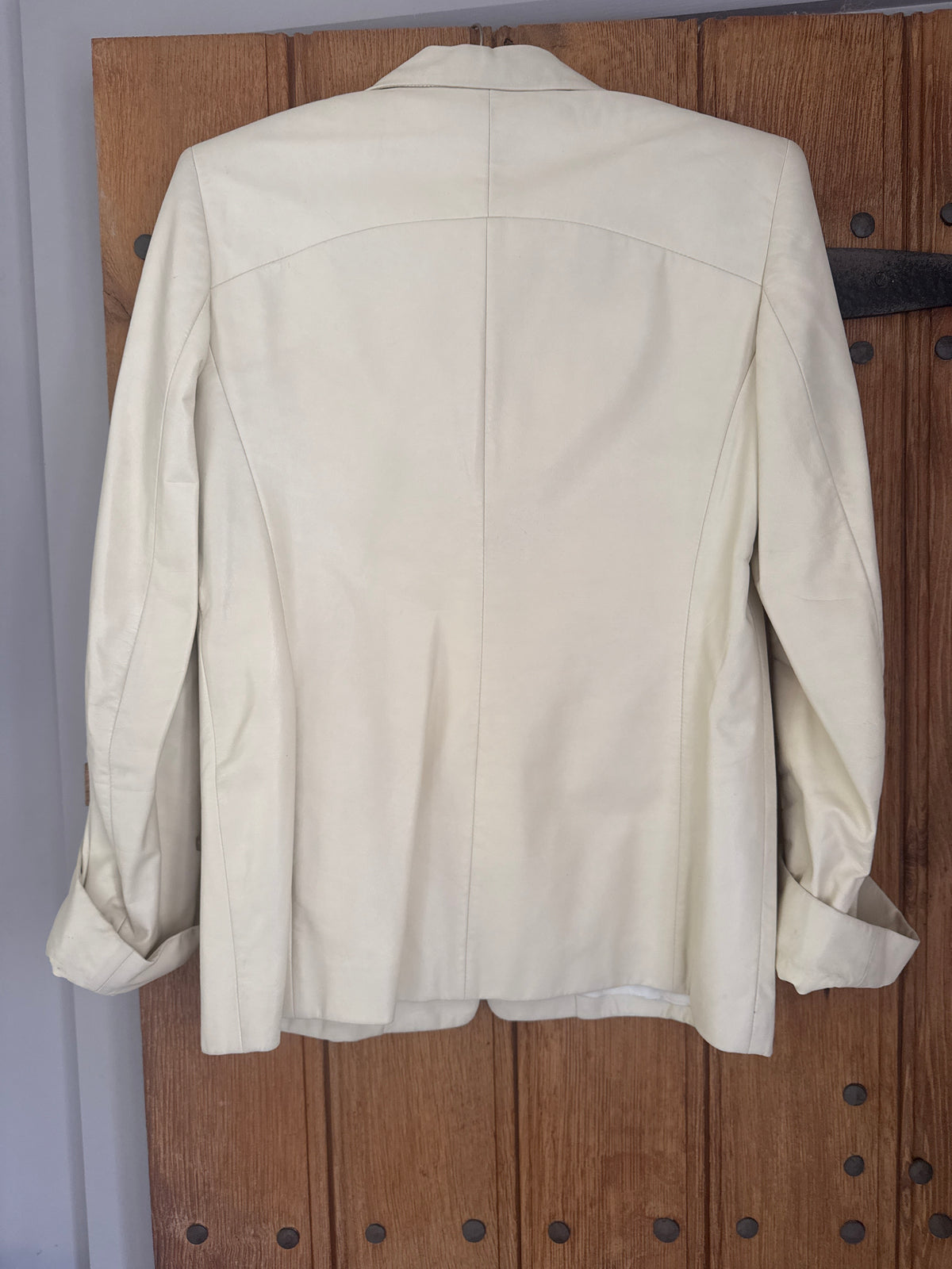Rene Lezard Cream Leather Jacket M