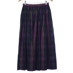 Harrods Vintage Silk Skirt Green and Purple Tartan/ Plaid UK Size 8 - Ava & Iva