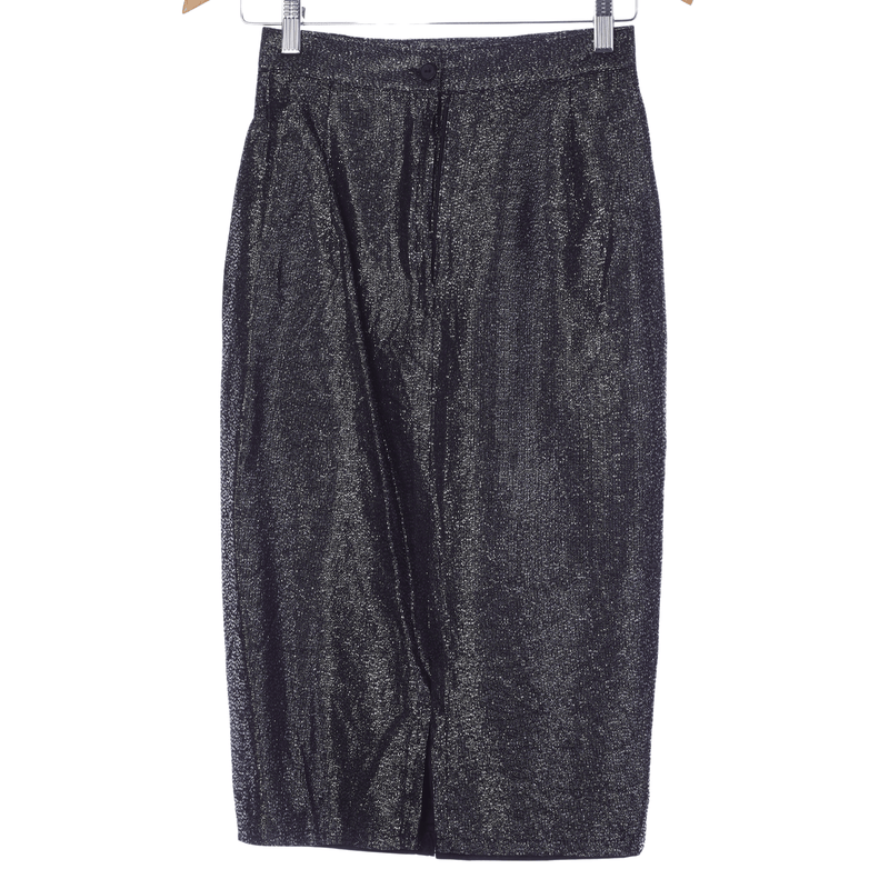 Unbranded Vintage Lurex Skirt Dark Silver Mettalic. UK Size 8 - Ava & Iva