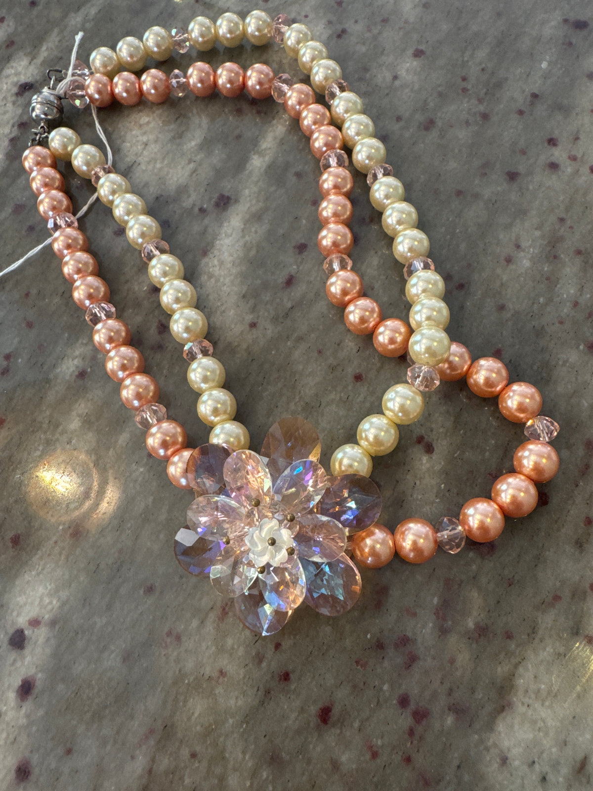 Butler and Wilson Peach Vintage Pearl Necklace