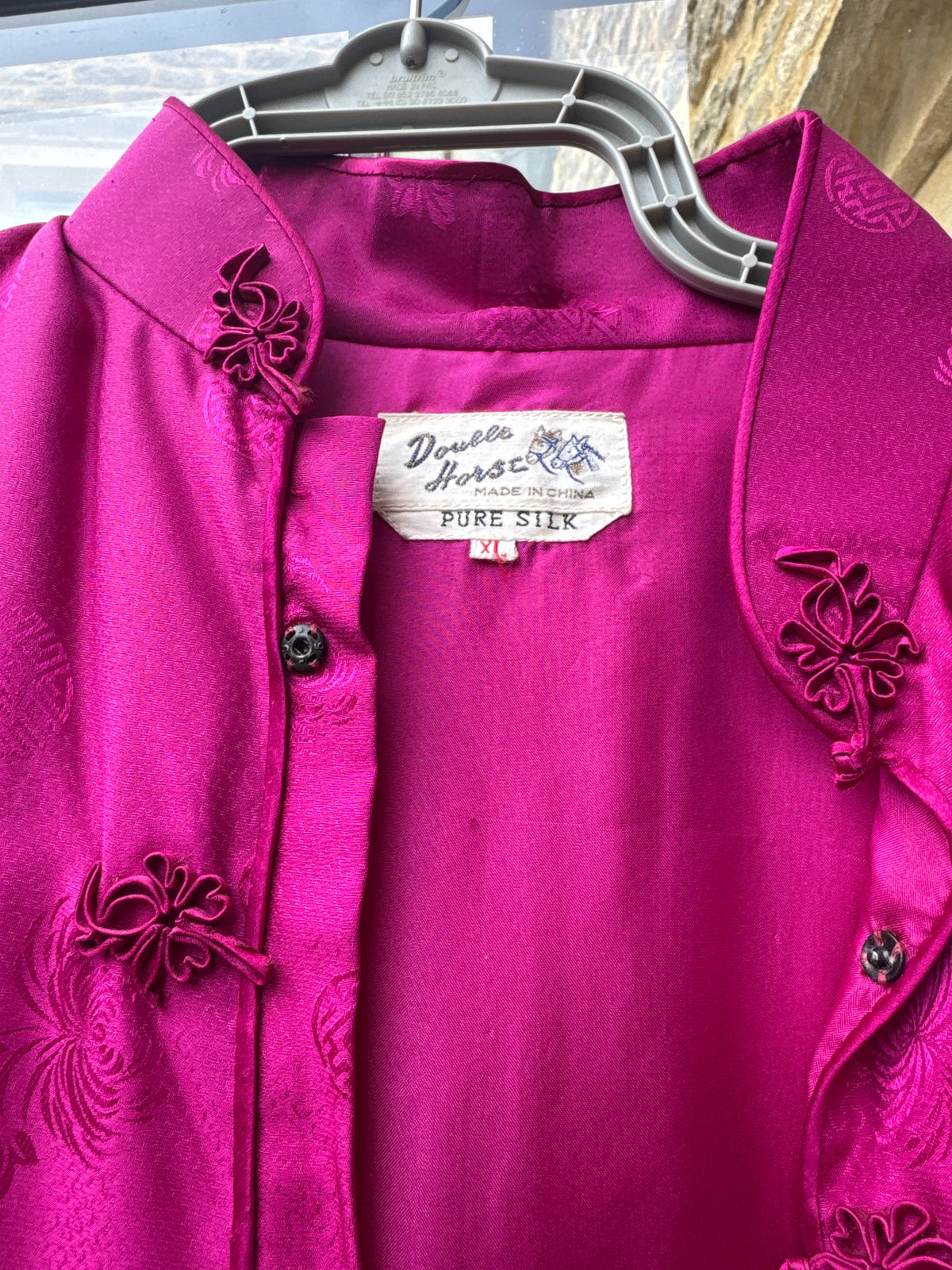 Double Horse Pink Silk Jacket M