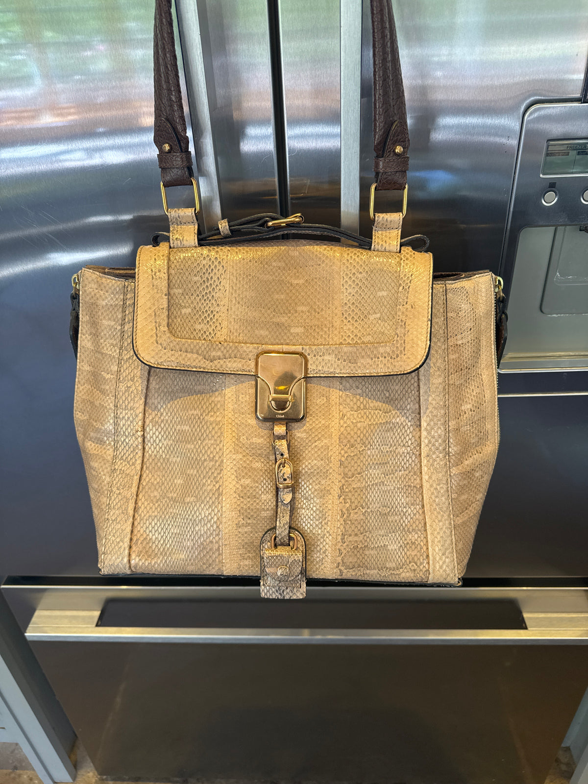 Chloe Python (Mock) Effect Leather Camel Darla Handbag