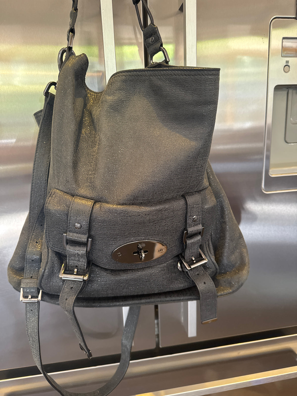 Mulberry Alexa Hobo in Grey Sparkle Leather