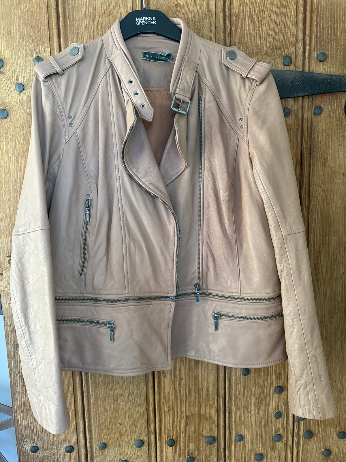 Beige Mint Velvet leather jacket 16