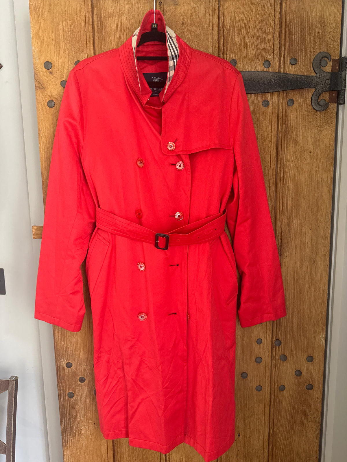 Burberry Red Cotton Trench Coat 14