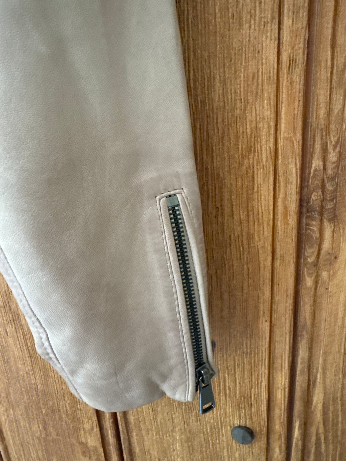 Andrew Marc Stone Coloured Leather Jacket S