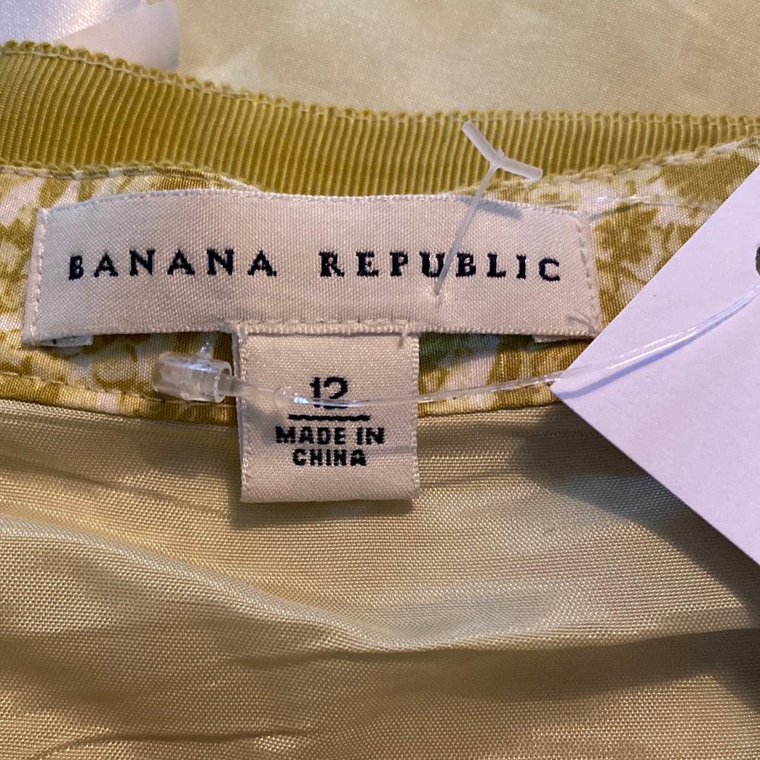 Banana Republic Silk Lime Green Floral Skirt UK Size 12 - Ava & Iva