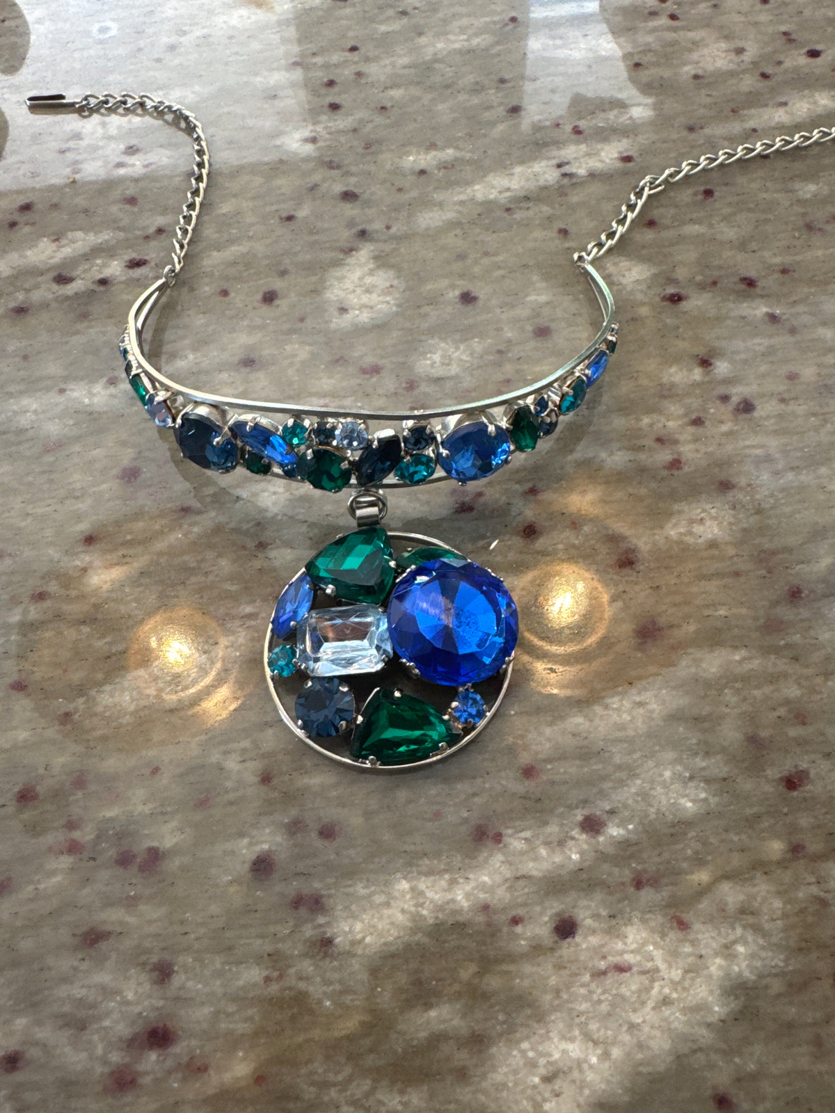 Amazing Vintage Choker Blue and Green Paste.