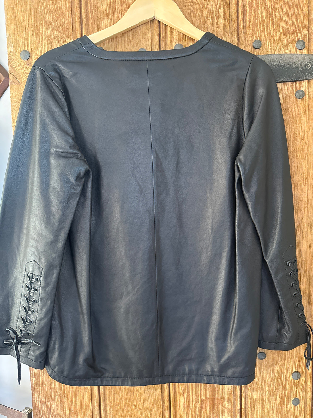 Rika Leather Lace up Blouse Black M