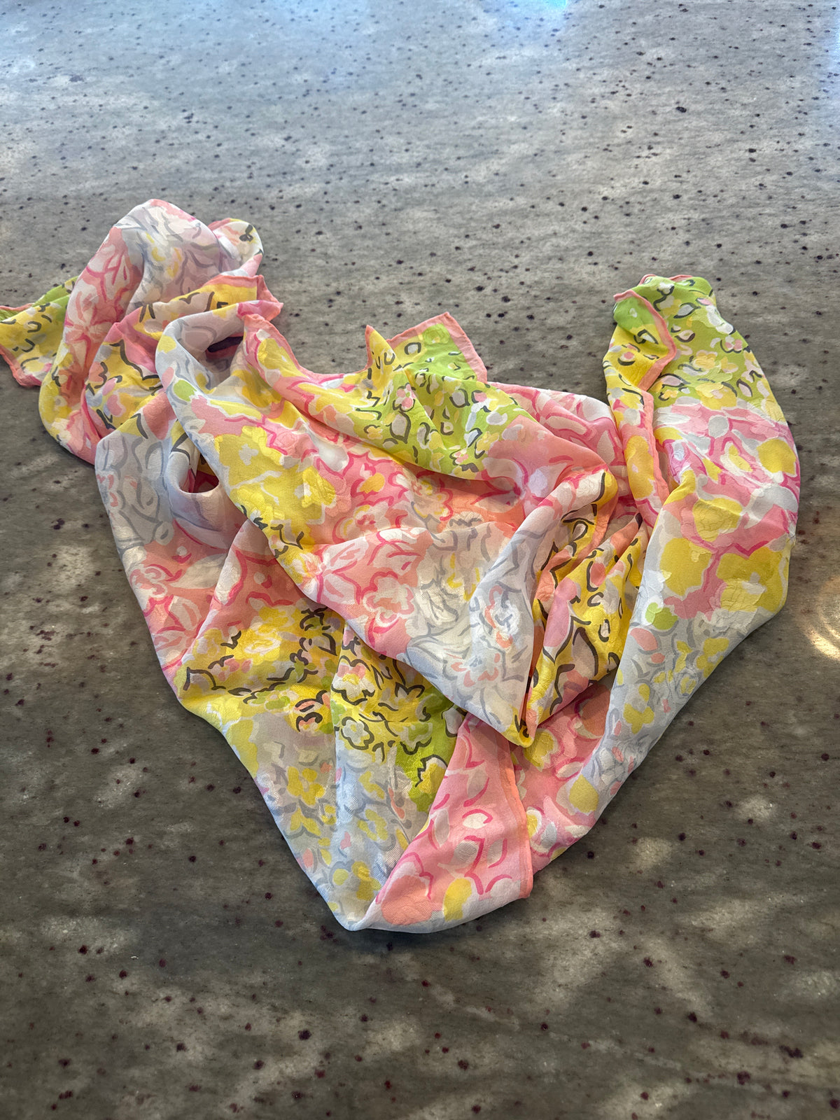 Emanuel Ungaro Pink Yellow and Green silk scarf