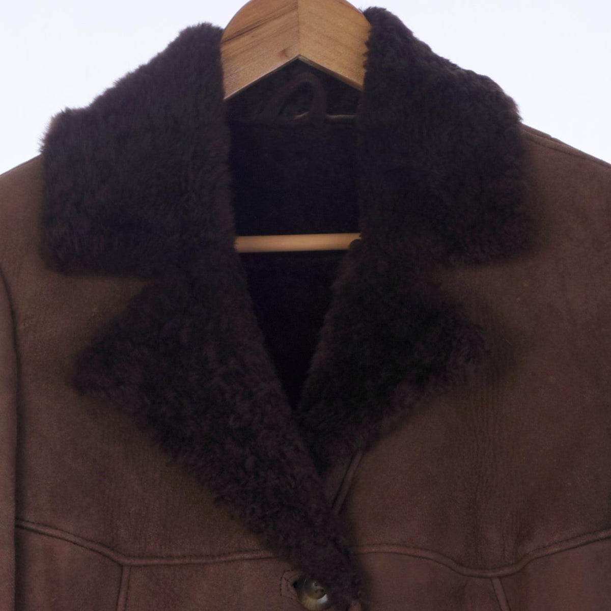 Genuine Sheepskin Long Sleeved Brown Coat UK Size 10 - Ava & Iva