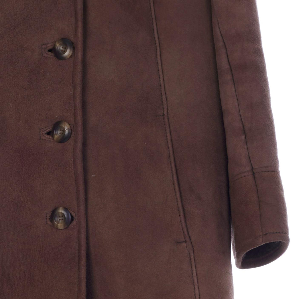 Genuine Sheepskin Long Sleeved Brown Coat UK Size 10 - Ava & Iva