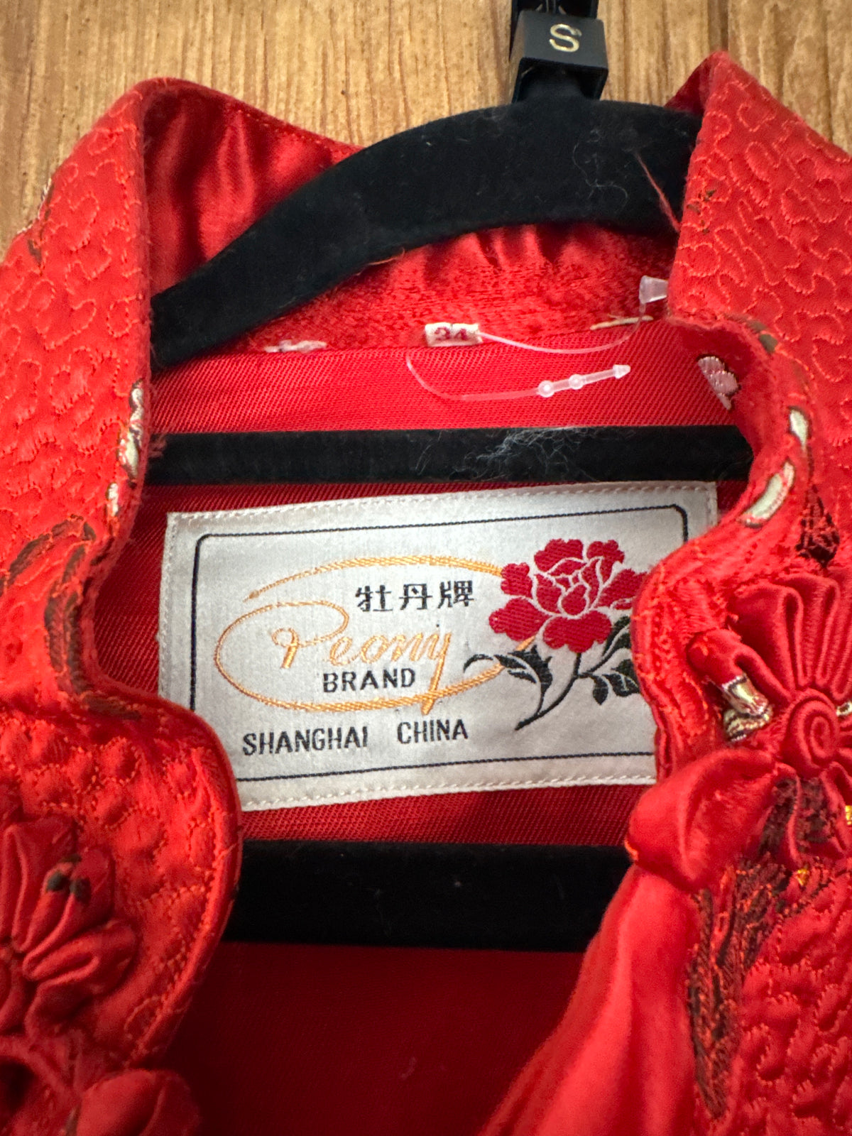 Peony Shanghai Red Brocade Midi Oriental Coat 34