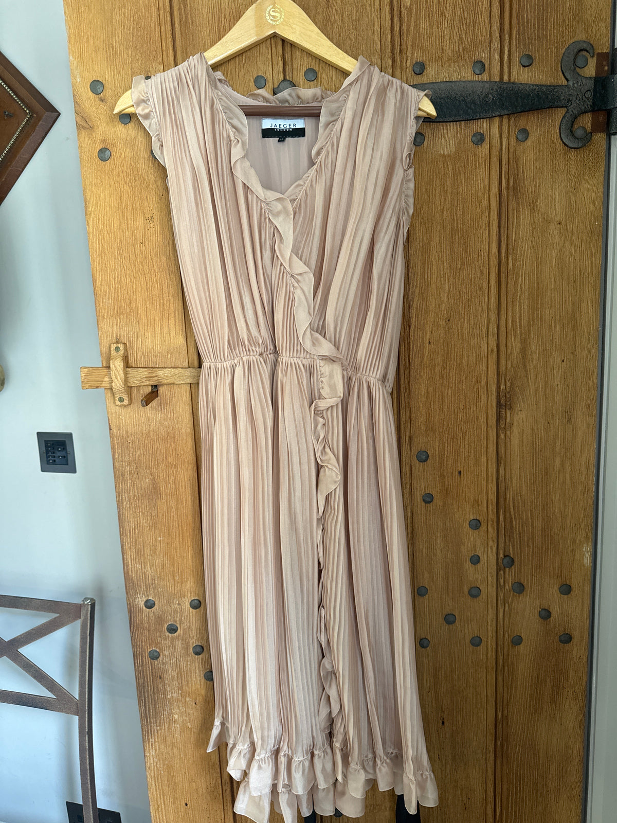 Beautiful Pleated Jaeger Silk Blush Dress 14