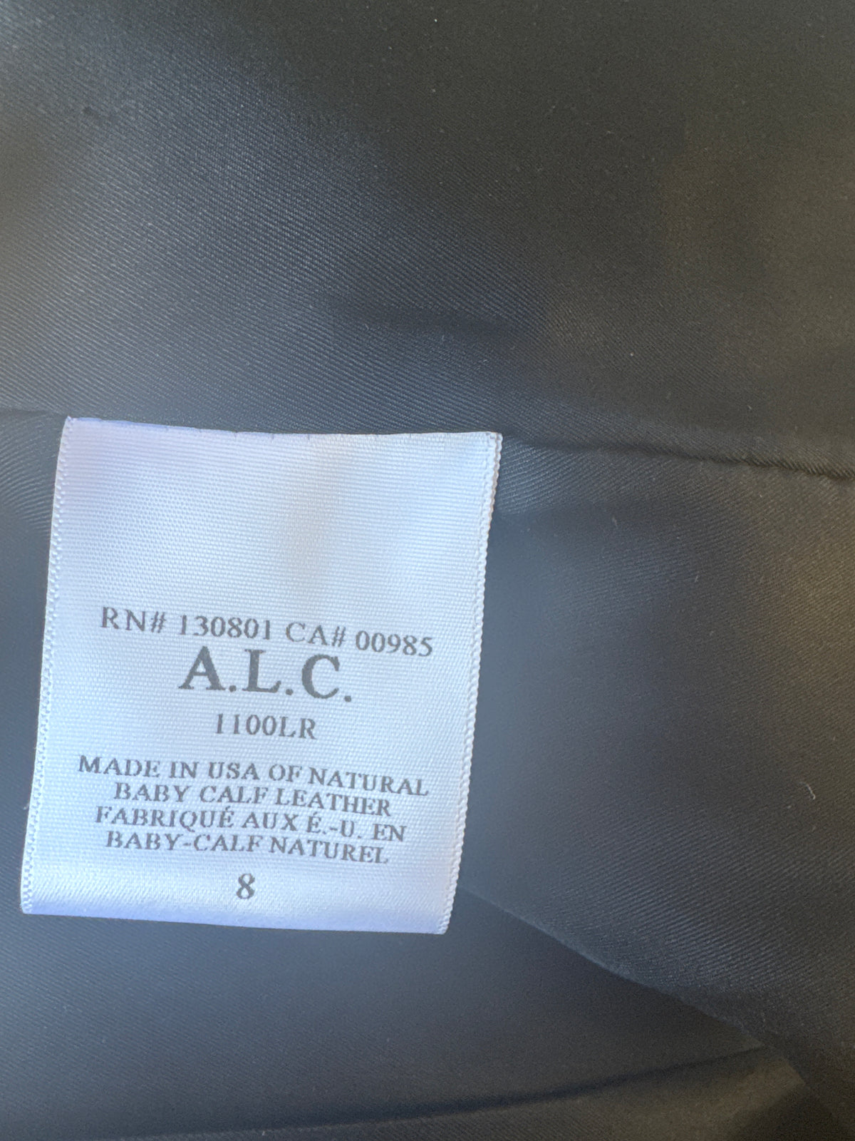 A .L. C. Black Leather Jacket Unworn 8