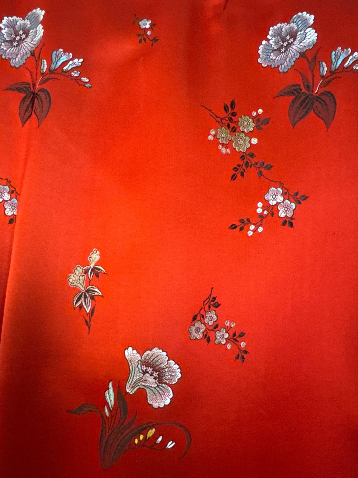 Peony Shanghai Red Brocade Midi Oriental Coat 34