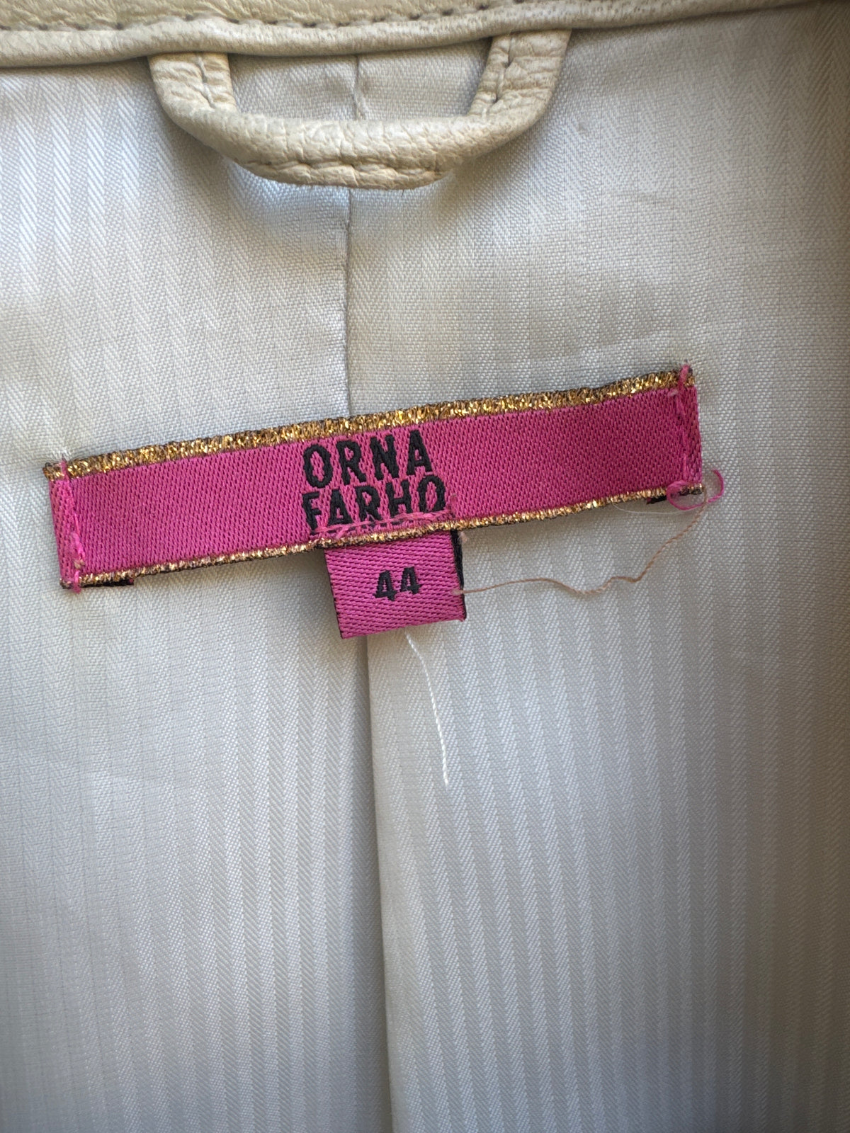Orna Farho Cream Leather Jacket M/L