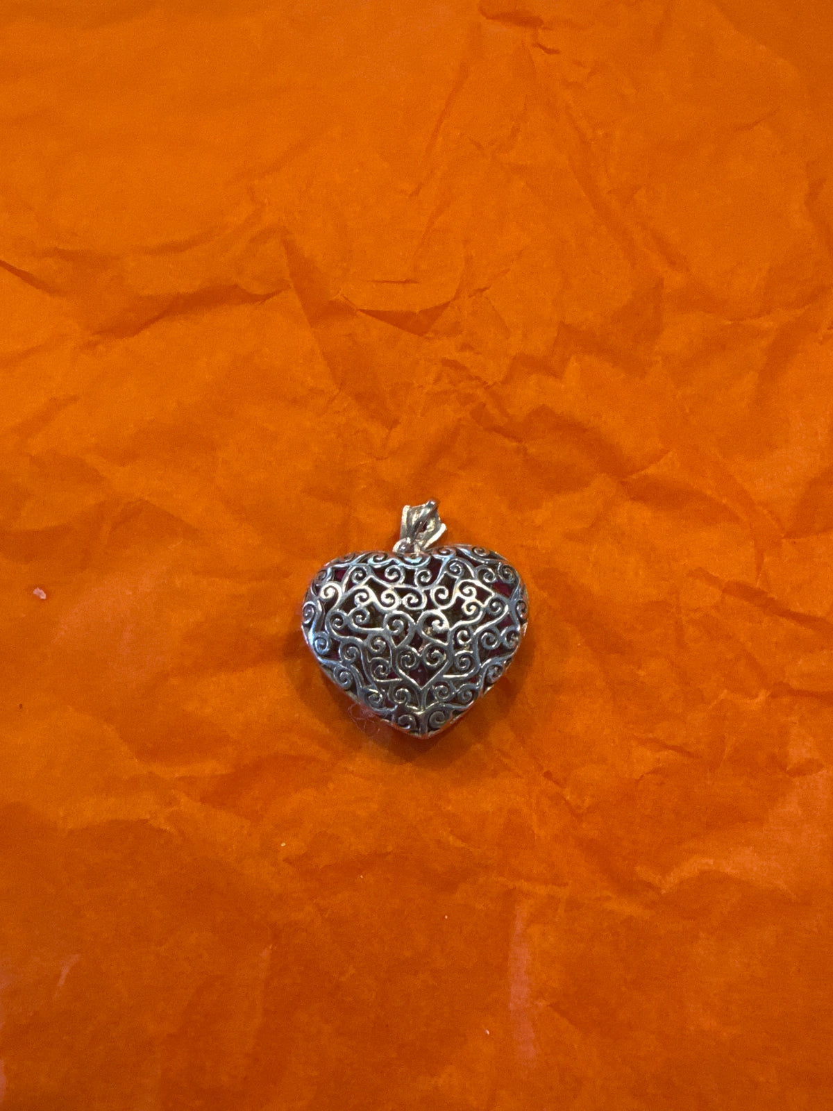 Silver natural ruby heart shaped pendant