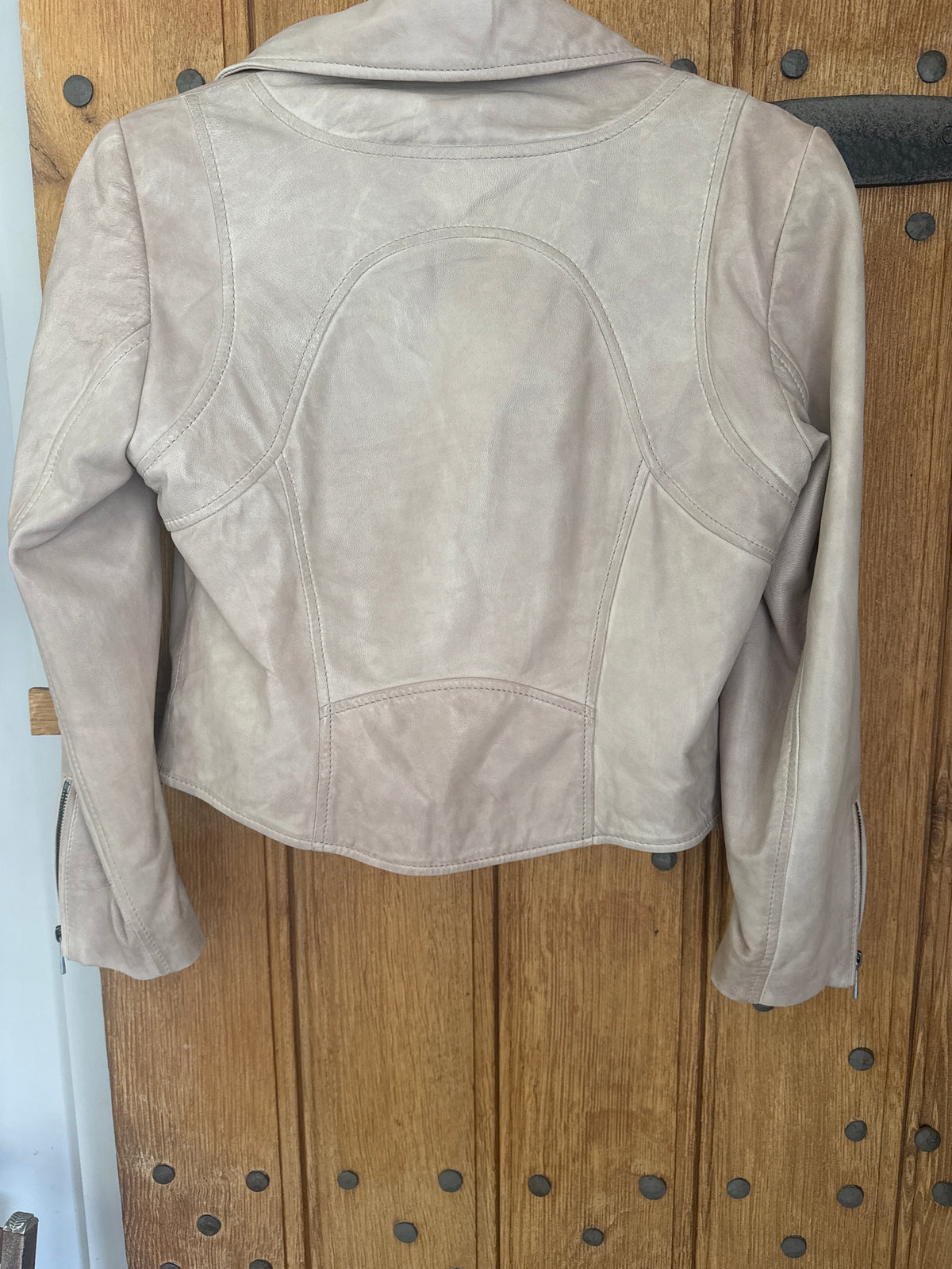 Andrew Marc Stone Coloured Leather Jacket S