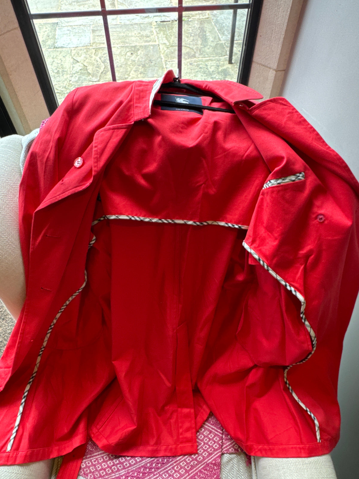 Burberry Red Cotton Trench Coat 14