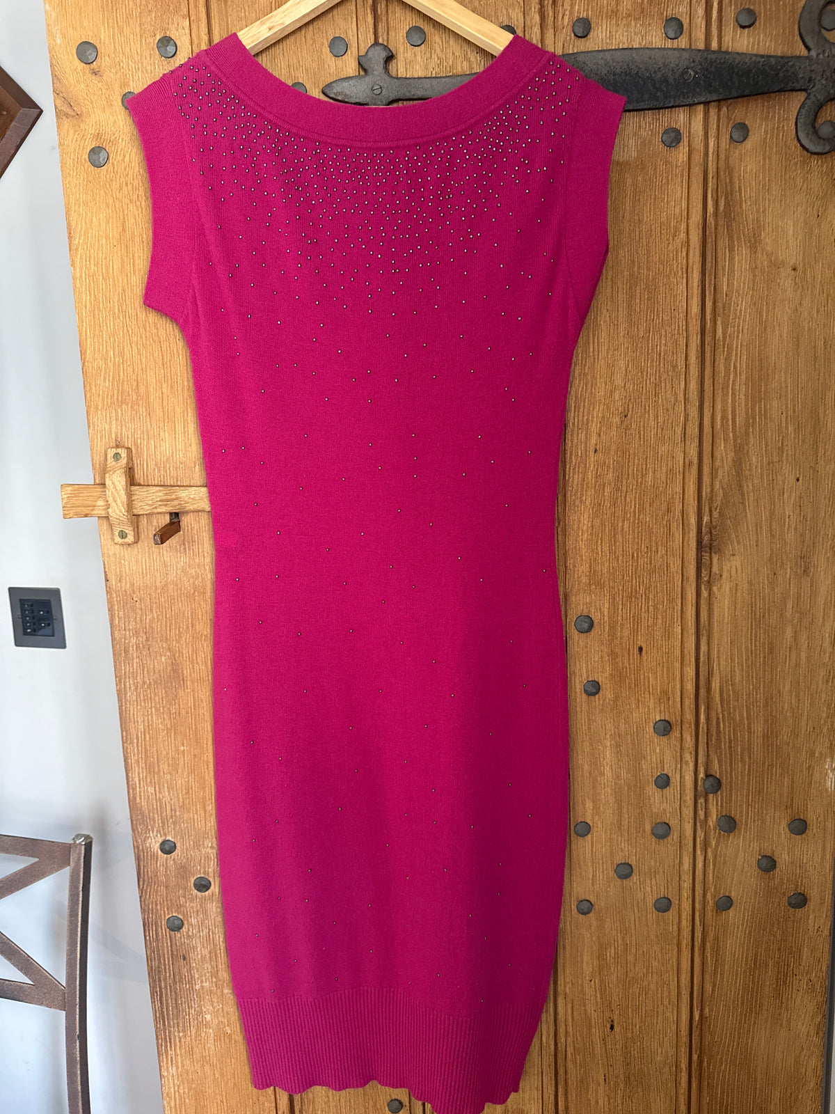 Diane Von Furstenberg Pink Beaded 100% Wool Dress S
