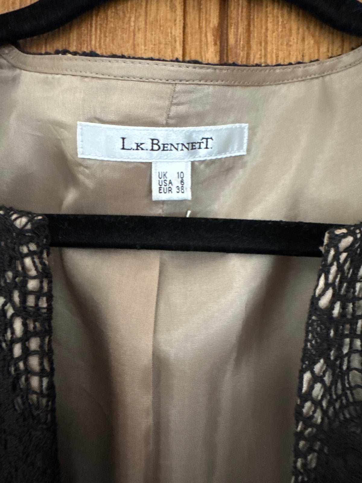 L K Bennet Lace Edge to Edge Black and Gold Coat 10
