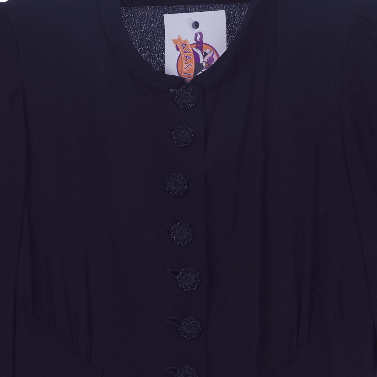 Vintage Navy Blue Long Sleeved Dress UK Size 6 - Ava & Iva