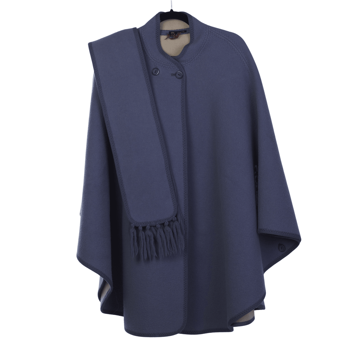 Vintage Wool Baby Blue Cape And Matching Scarf UK Size Medium - Ava & Iva