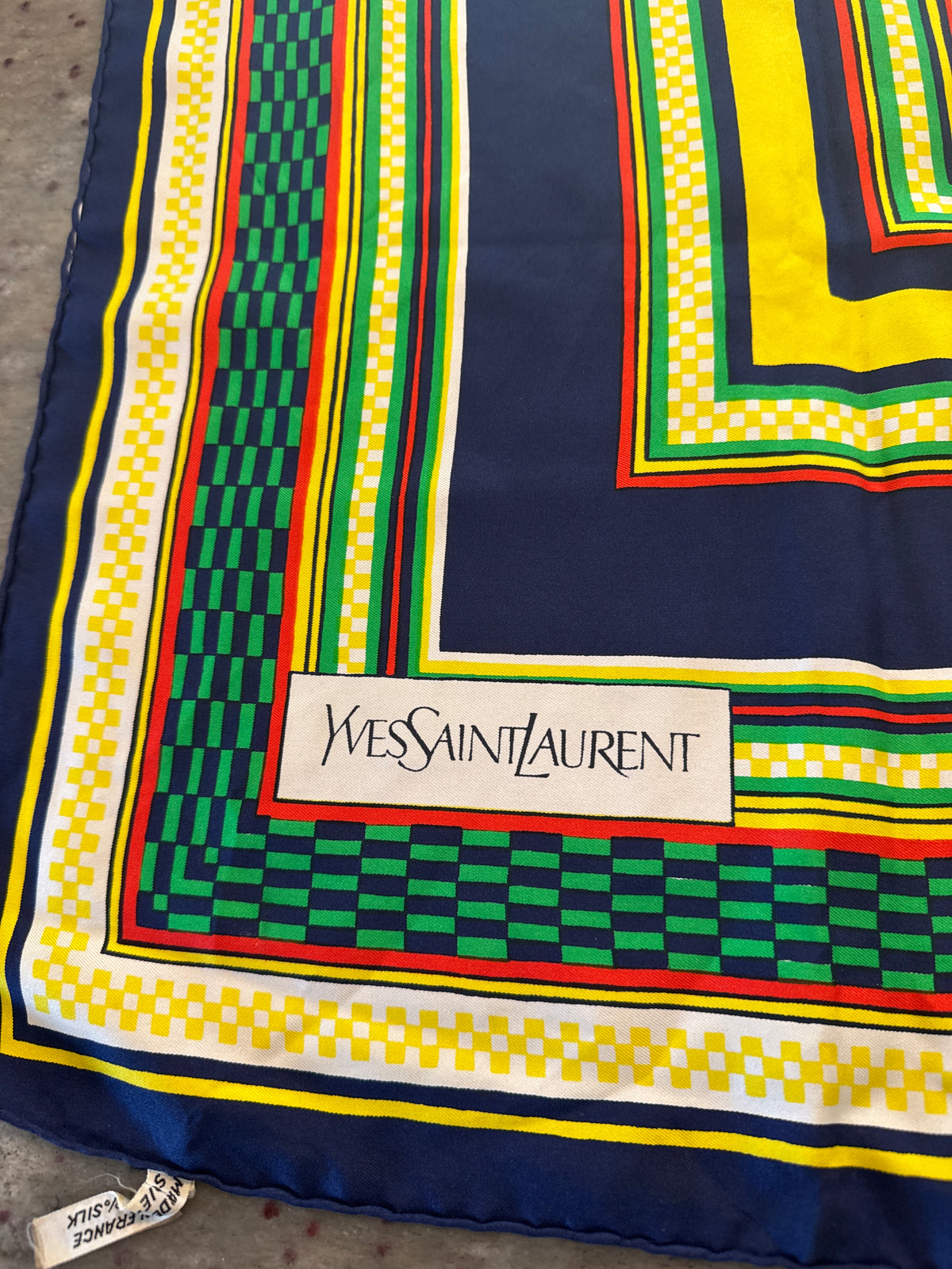 1970's YSL Vivid Silk Scarf Foulard 35 inches