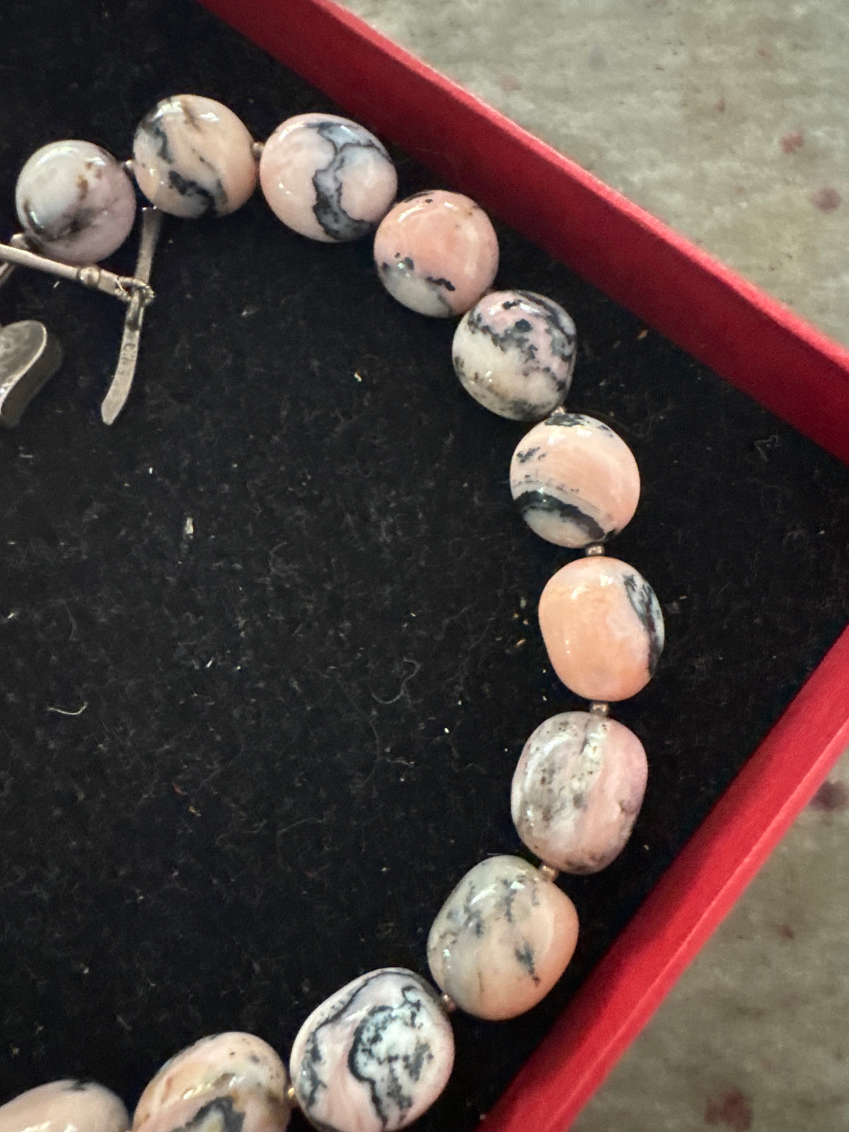 natural gemstone and silver necklace