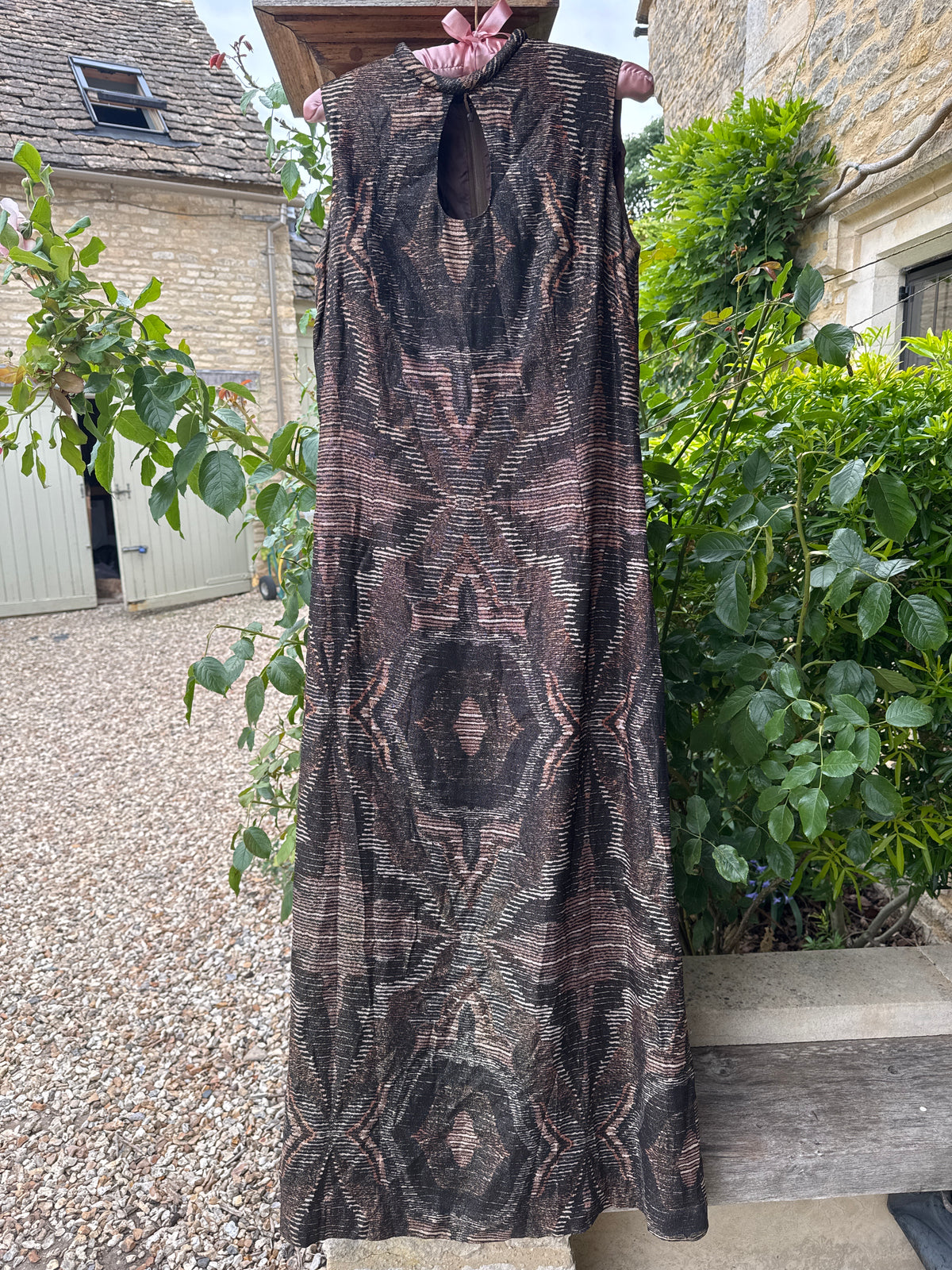 Vintage Sheerline Metallic Long Dress.