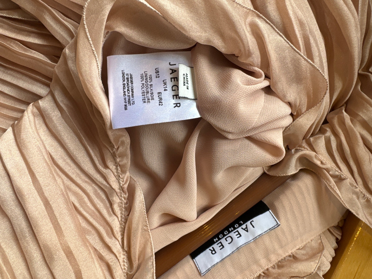 Beautiful Pleated Jaeger Silk Blush Dress 14