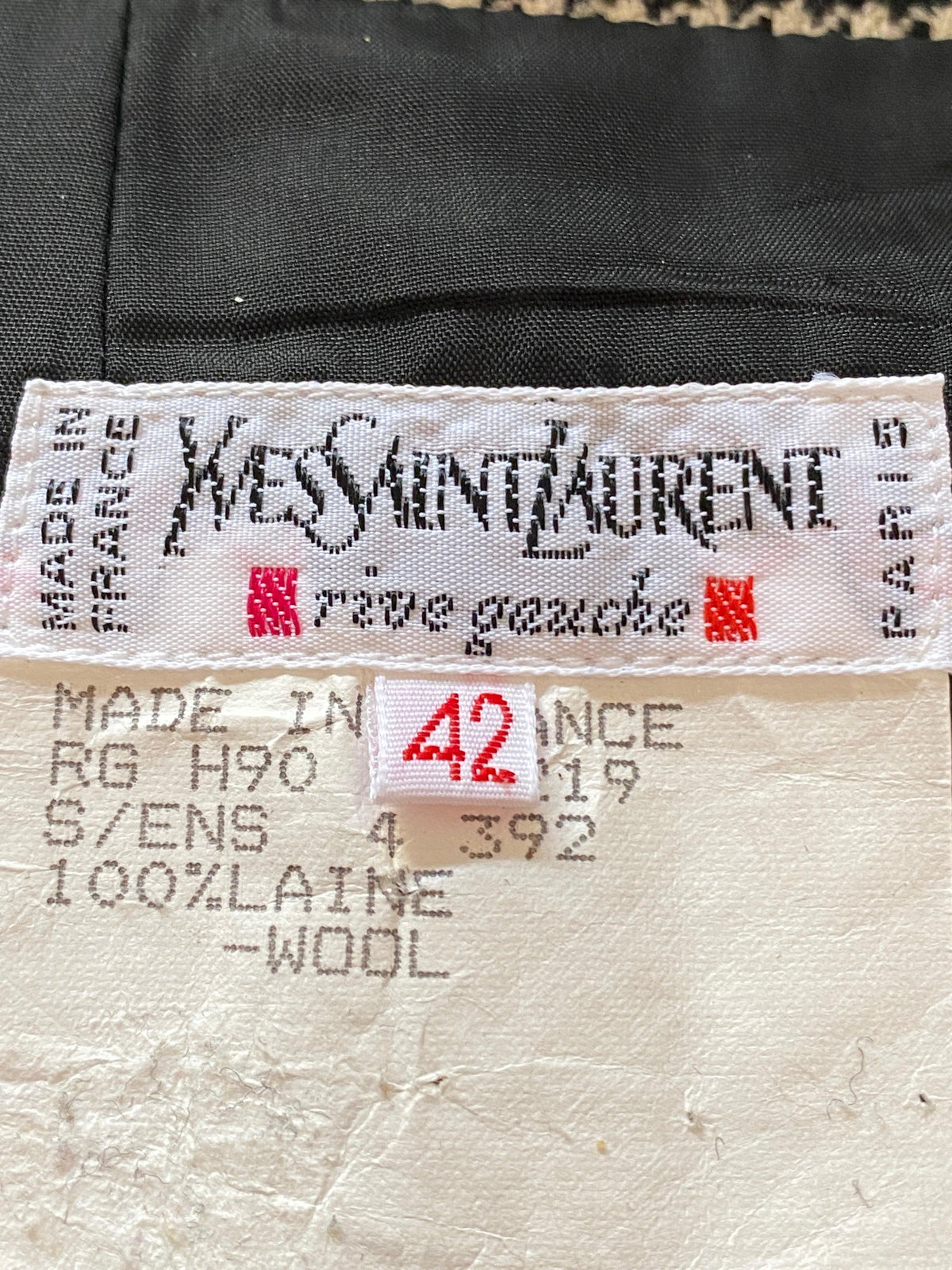 Yves Saint Laurent "Rive Gauche" Vintage Wool Skirt Dogstooth Pattern UK Size 10 - Ava & Iva