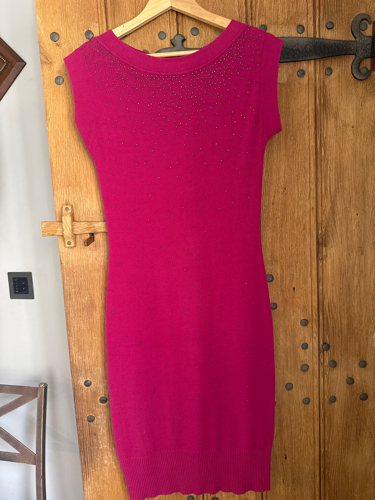 Diane Von Furstenberg Pink Beaded 100% Wool Dress S