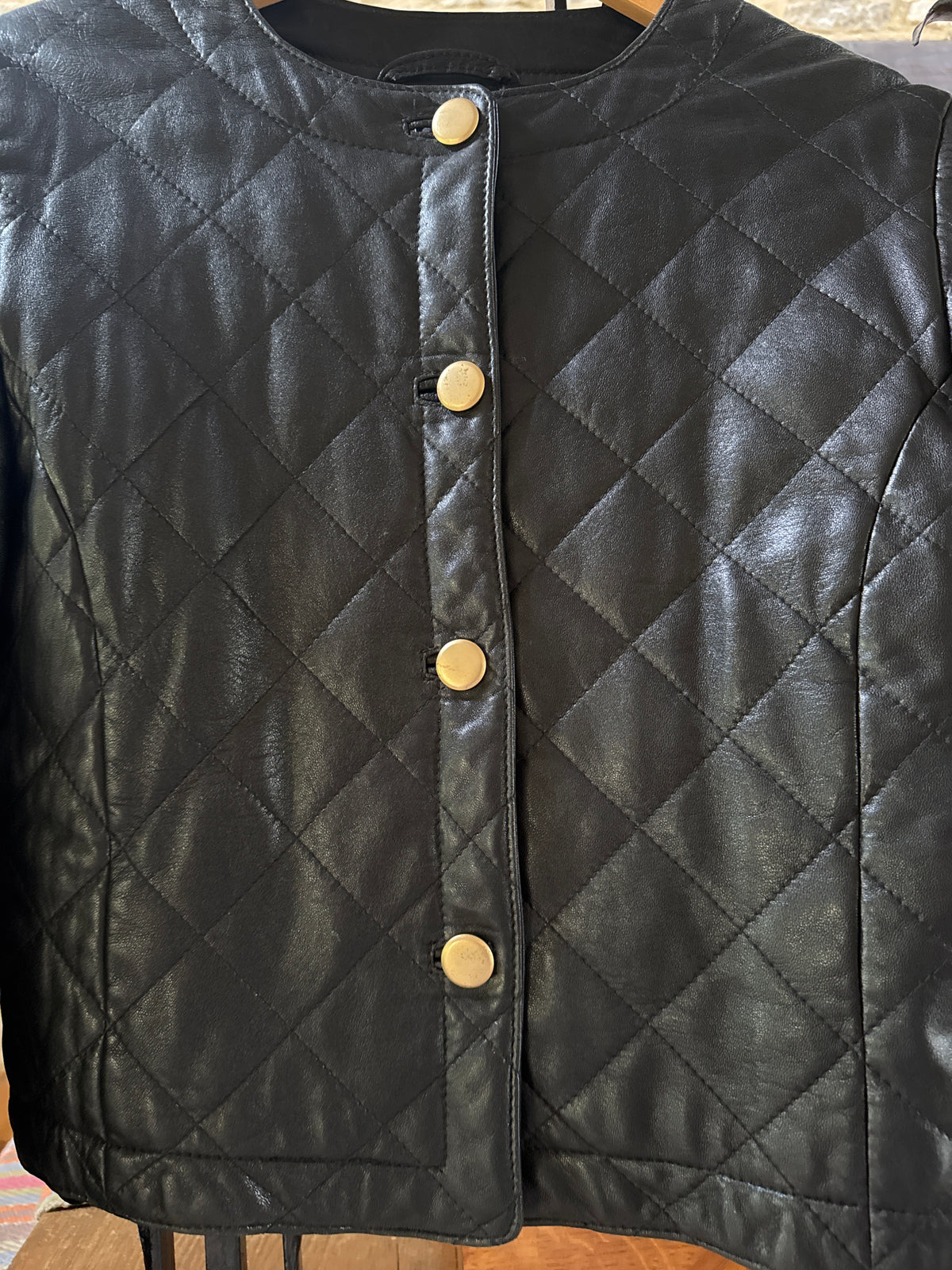 Next Vintage Leather Black Jacket UK Medium