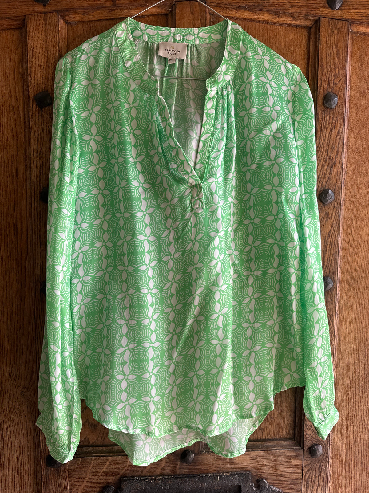 Primrose Park XS Viscose Green And White Top