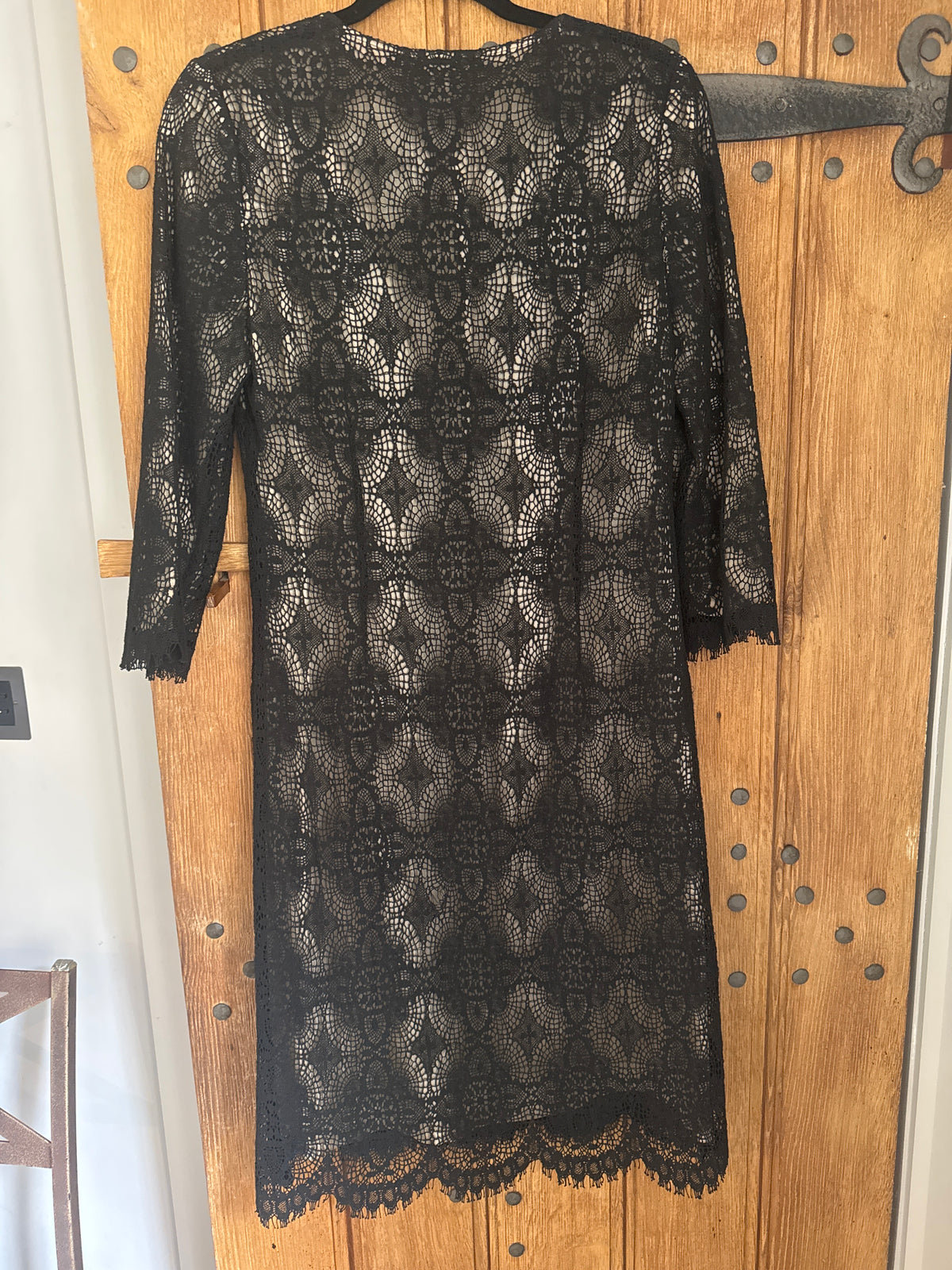 L K Bennet Lace Edge to Edge Black and Gold Coat 10