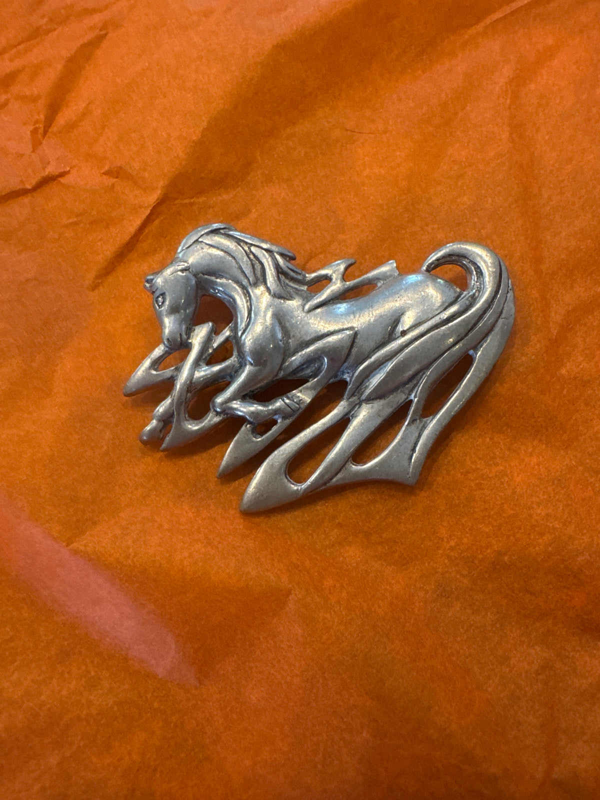 St Justin Cabbyl Ushtey Celtic Pewter Horse PIn