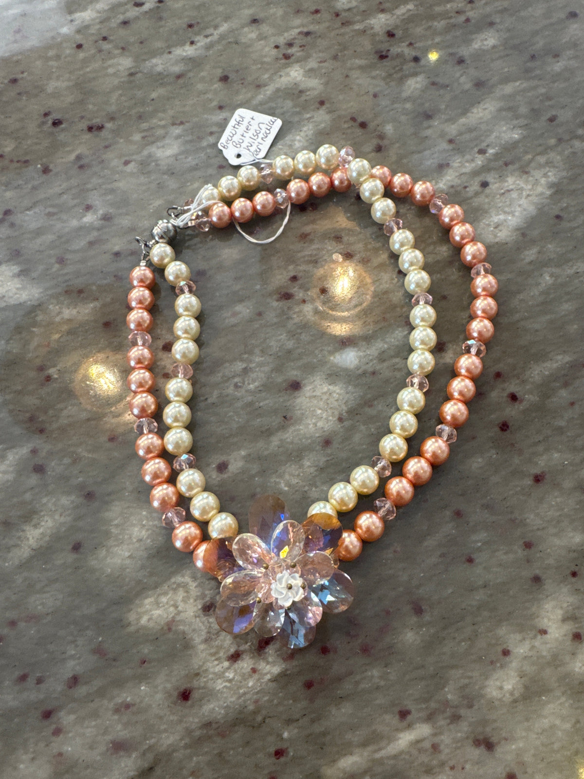Butler and Wilson Peach Vintage Pearl Necklace