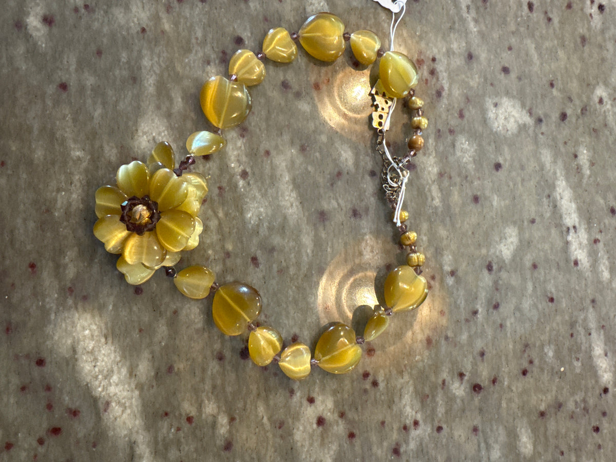 Vintage Butler and Wilson Heart Flower and Pearl Necklace