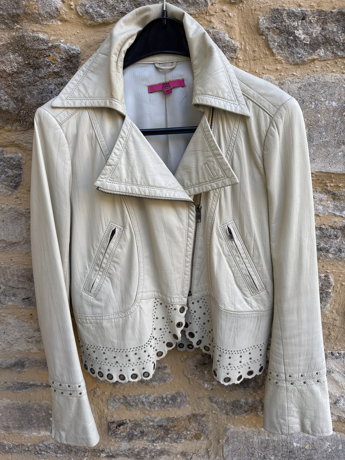Orna Farho Cream Leather Jacket M/L