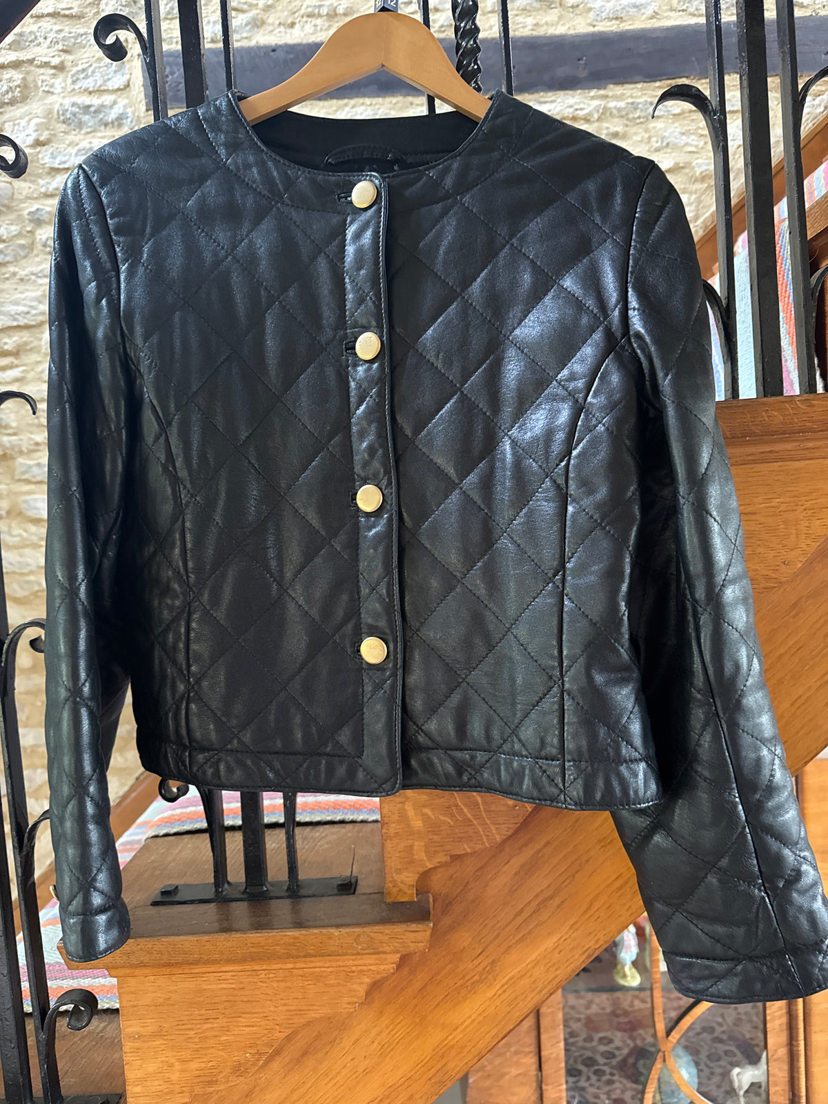 Next Vintage Leather Black Jacket UK Medium